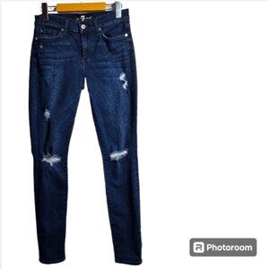 7 For All Mankind Skinny Low-Rise Dark Wash Blue Jeans Size 27
